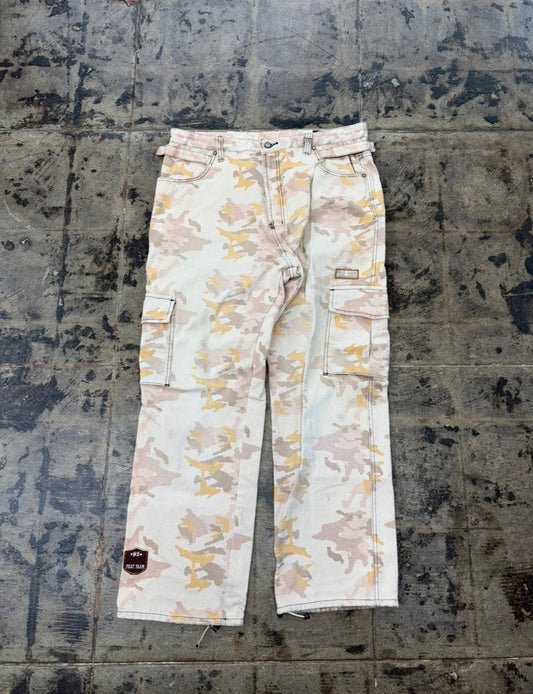 Pastel Desert Camo Wide-Leg Cargo Pants