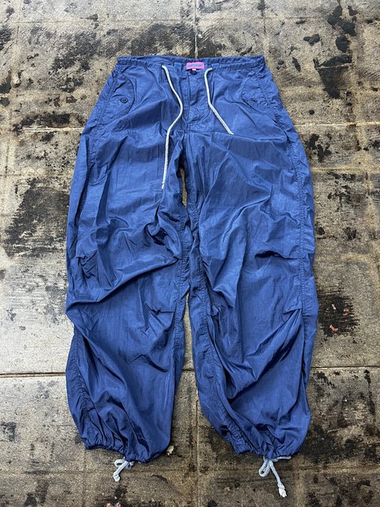 Baggy Navy Blue Parachute Nylon Cargo Pants